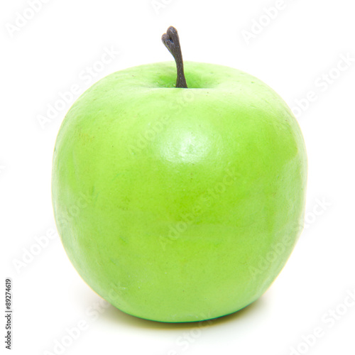 Fine green apple on white background
