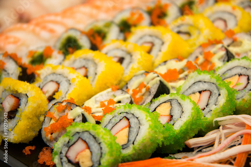 Japanese seafood sushi roll