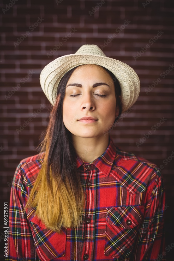 Beautiful hipster with eyes closed Beautiful hipster with eyes closed