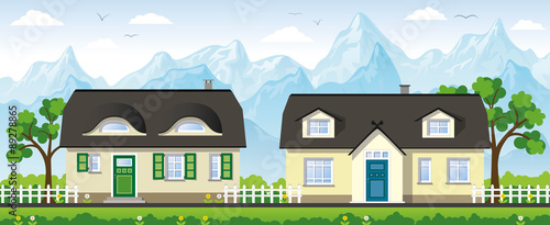 Two classical country houses in the mountains