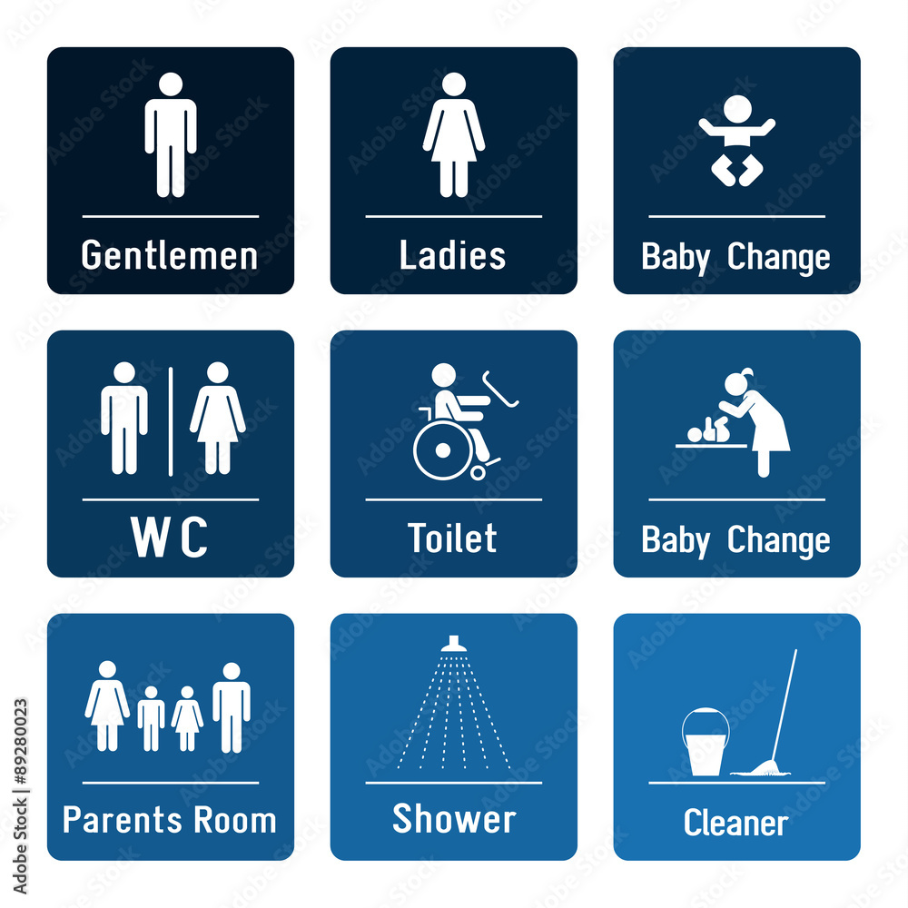Vecteur Stock Collection of informational icons presenting toilette