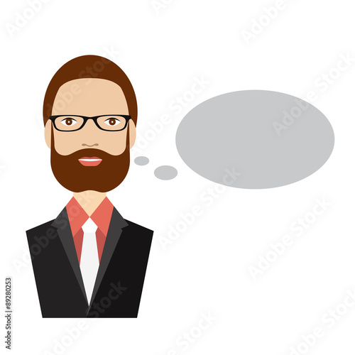 Business man speaking. Flat illustration.