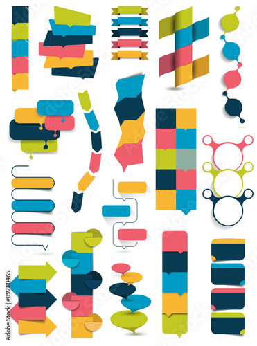 Big collection of collummn banners, numbered templates. Simply editable without text fields. Vector infographic.