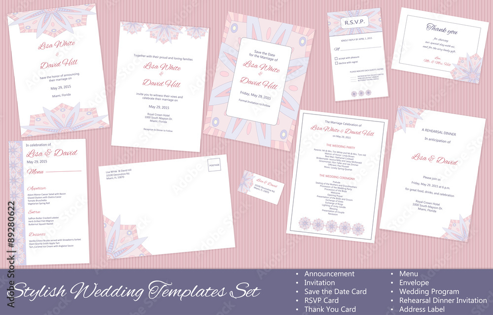 Stylish, Vector Wedding Templates Set Stylish, Vector Wedding Templates Set