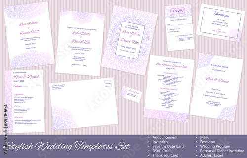 Stylish, Vector Wedding Templates Set
