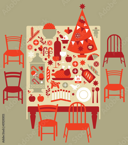Composition with Christmas dinner