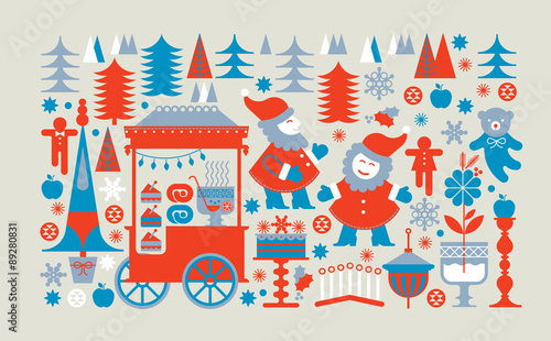 Panoramic Christmas market composition