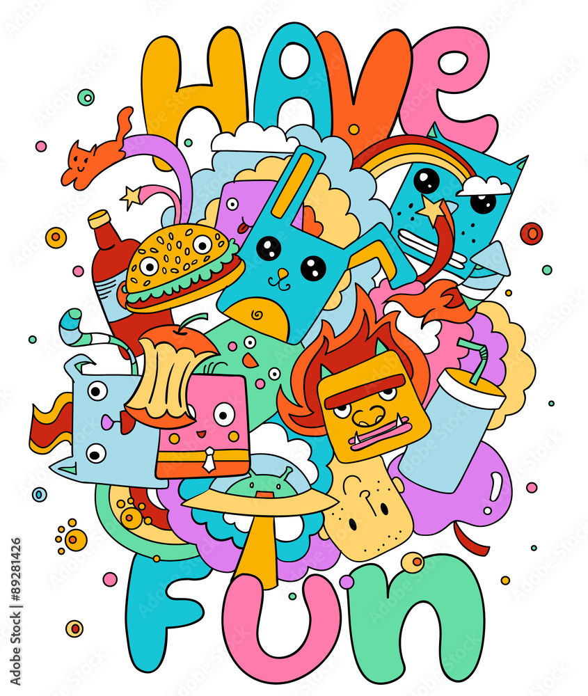 Funny doodle vector illustration, have fun