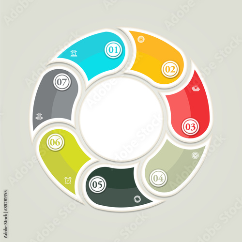 Cyclic diagram with seven steps and icons. eps 10.