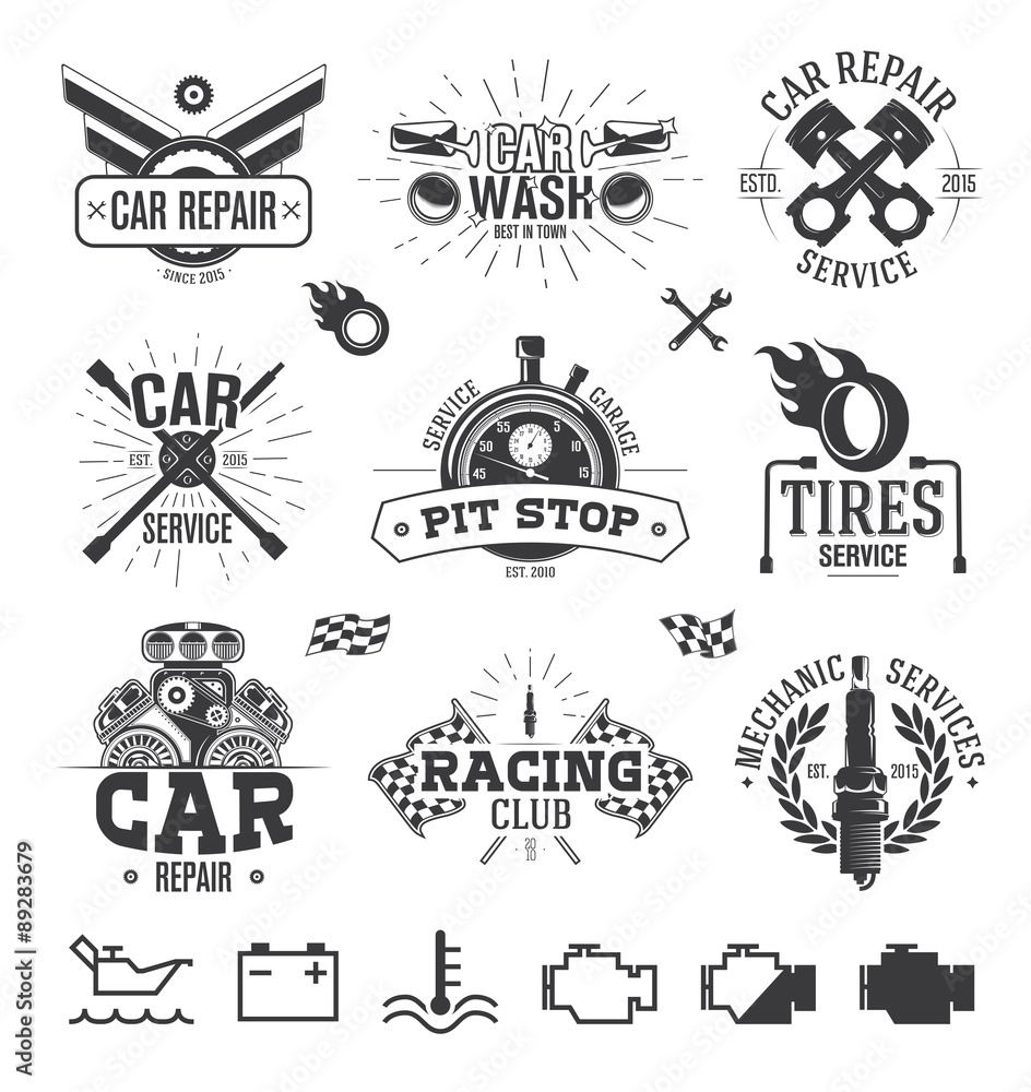 Car service Labels, Emblems and Logos Car service Labels, Emblems and Logos