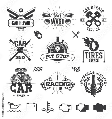 Car service Labels, Emblems and Logos