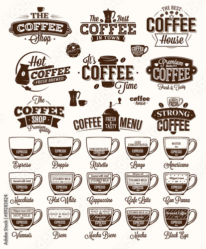 Coffee Label, logo and menu