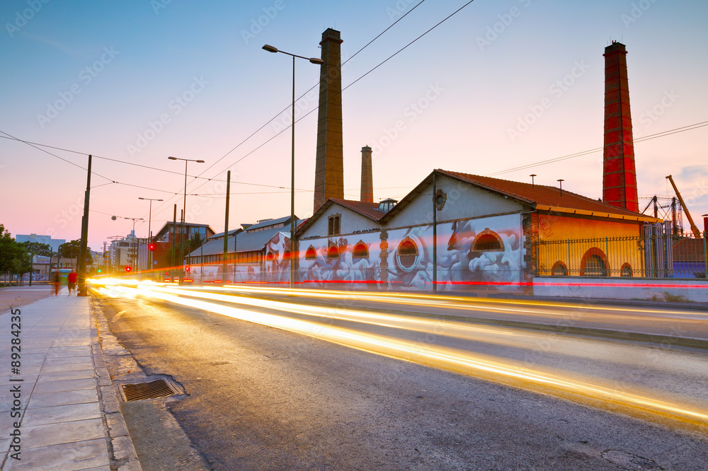 street view of tecnopolis cultural venue in centre of Athens, Greece