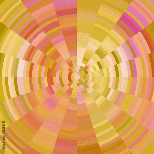 Abstract background with concentric circles in warm colors - yellow, pink, ocher, modern pixel design