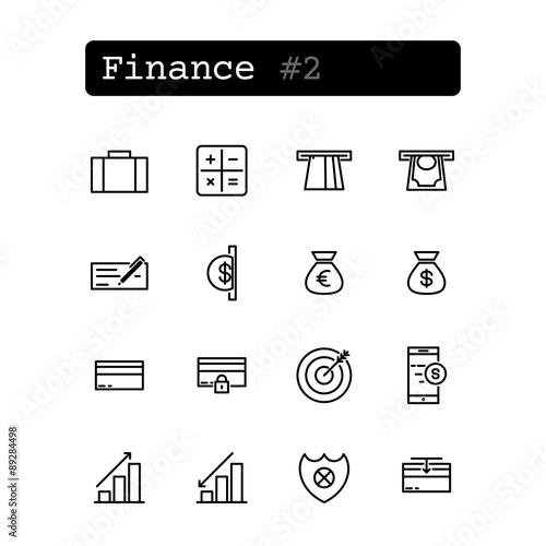 Set line thin icons. Vector. Finance, banking, business