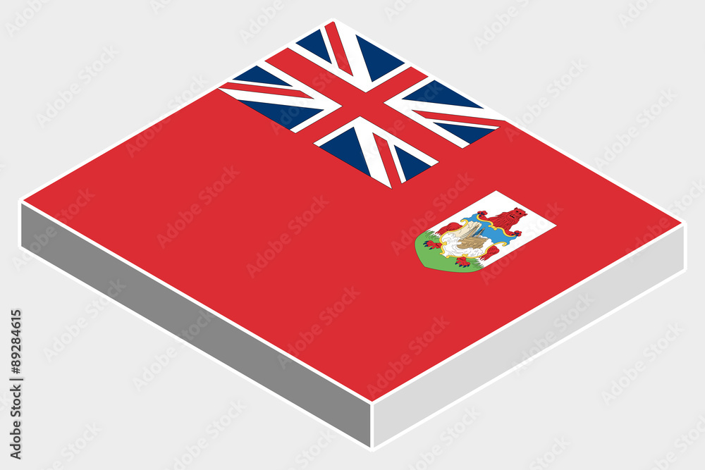 3D Isometric Flag Illustration of the country of  Bermuda