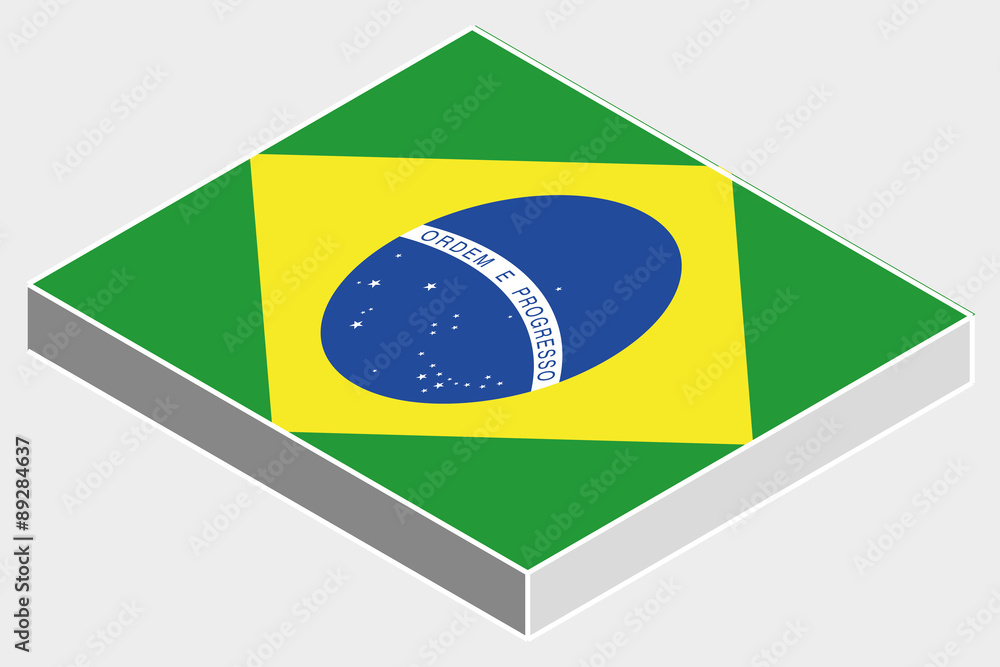 Obraz premium 3D Isometric Flag Illustration of the country of Brazil