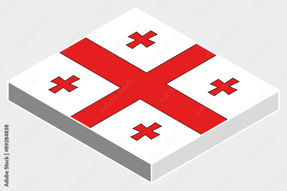 Obraz premium 3D Isometric Flag Illustration of the country of Georgia