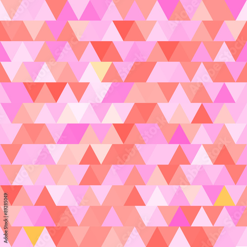 Pink vector seamless pattern with triangles. Abstract background.