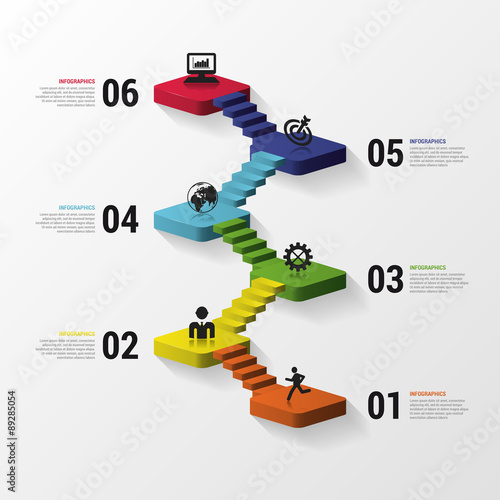 Abstract 3d stairs infographics or timeline template. Vector illustration
