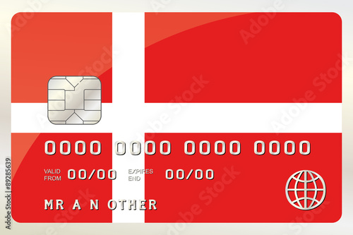 Illustration of a Credit Card with the Card being the flag of  D