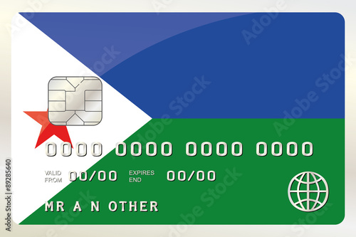 Illustration of a Credit Card with the Card being the flag of  D