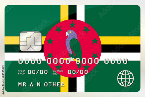 Illustration of a Credit Card with the Card being the flag of  D