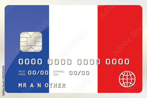 Illustration of a Credit Card with the Card being the flag of  F