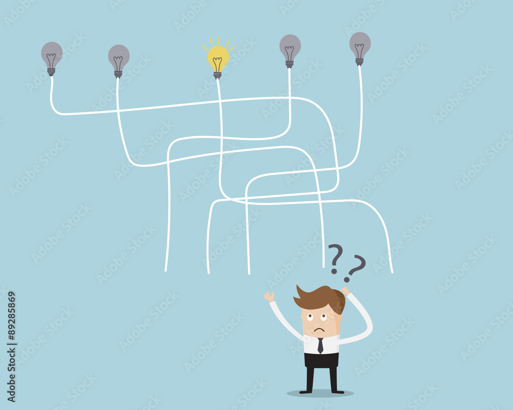 Businessman Choose way to get idea Businessman Choose way to get idea