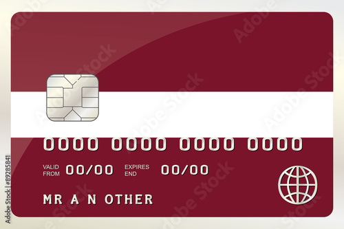 Illustration of a Credit Card with the Card being the flag of  L