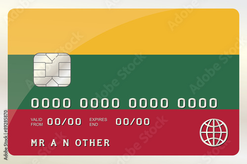 Illustration of a Credit Card with the Card being the flag of  L