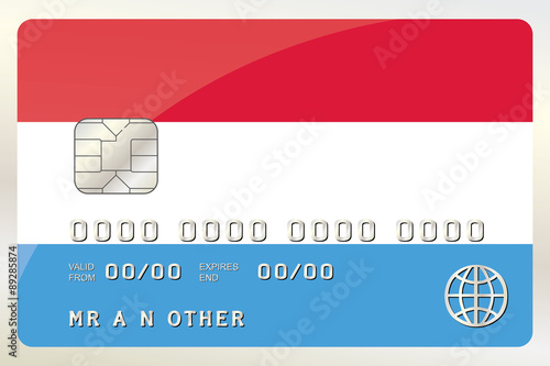 Illustration of a Credit Card with the Card being the flag of  L