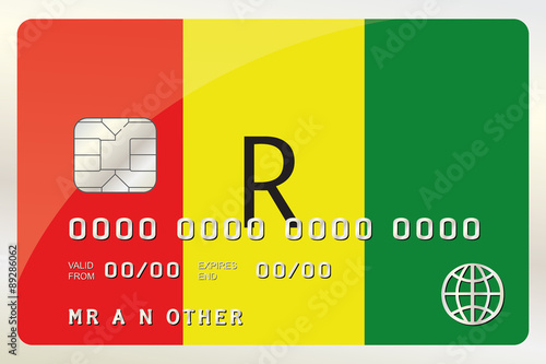 Illustration of a Credit Card with the Card being the flag of  R