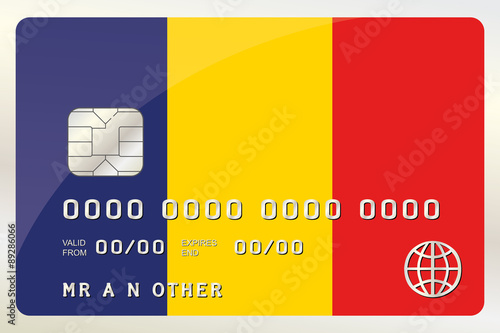 Illustration of a Credit Card with the Card being the flag of  R