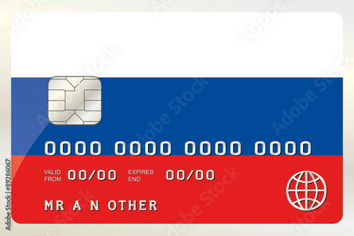 Illustration of a Credit Card with the Card being the flag of  R