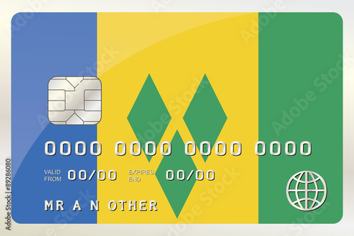 Illustration of a Credit Card with the Card being the flag of  S