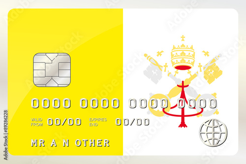 Illustration of a Credit Card with the Card being the flag of  V