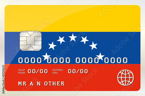 Illustration of a Credit Card with the Card being the flag of  V
