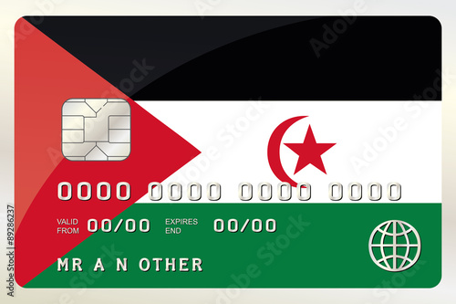Illustration of a Credit Card with the Card being the flag of  W