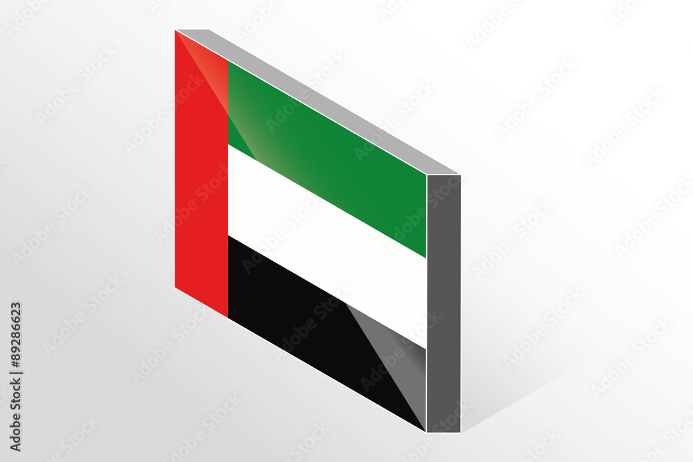 3D Isometric Flag Illustration of the country of United Arab Em 3D Isometric Flag Illustration of the country of United Arab Em
