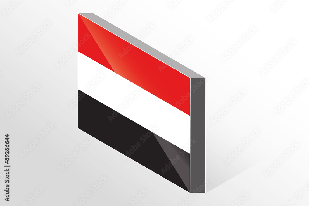 3D Isometric Flag Illustration of the country of Yemen 3D Isometric Flag Illustration of the country of Yemen