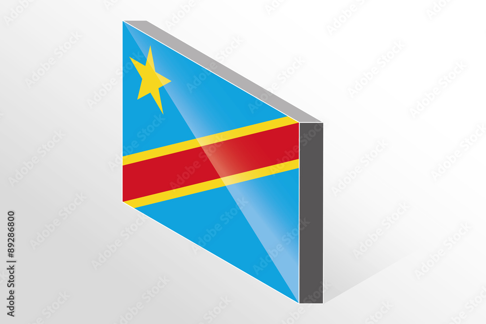 3D Isometric Flag Illustration of the country of  Democratic Rep
