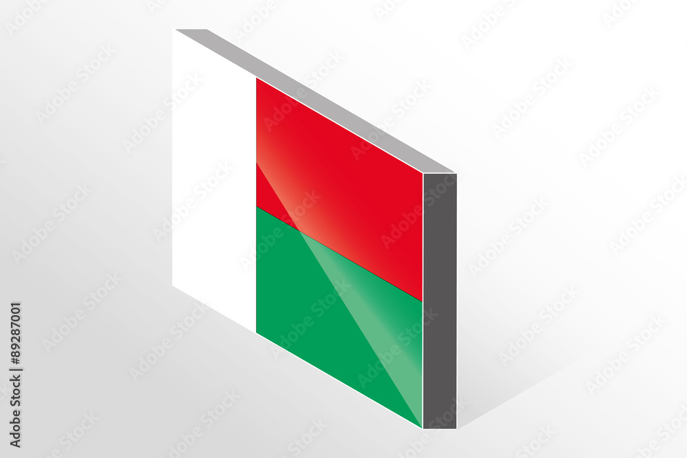 3D Isometric Flag Illustration of the country of Madagascar 3D Isometric Flag Illustration of the country of Madagascar