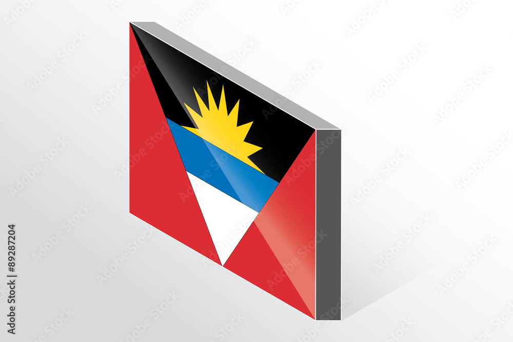 3D Isometric Flag Illustration of the country of Antigua and Ba 3D Isometric Flag Illustration of the country of Antigua and Ba