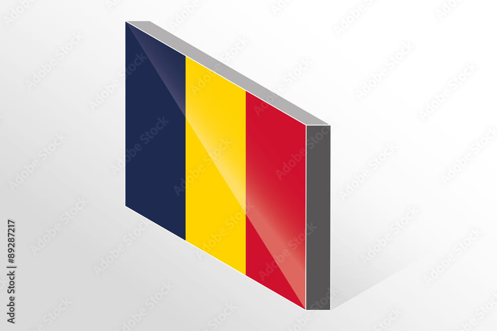 3D Isometric Flag Illustration of the country of Chad 3D Isometric Flag Illustration of the country of Chad