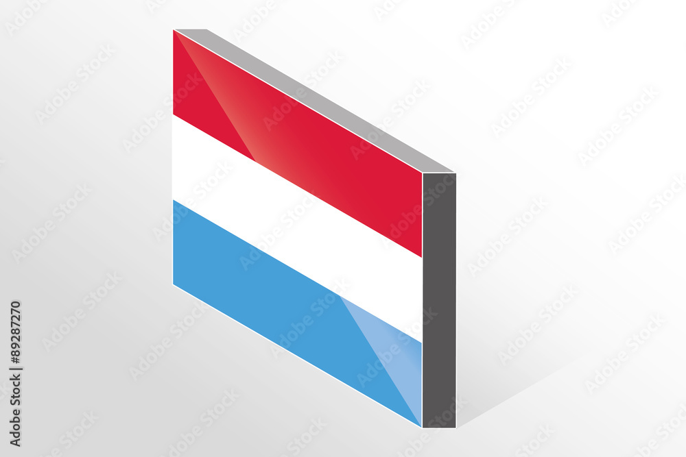 3D Isometric Flag Illustration of the country of Luxembourg 3D Isometric Flag Illustration of the country of Luxembourg