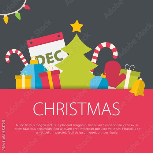 Flat design christmas concept. A set of flat design elements.