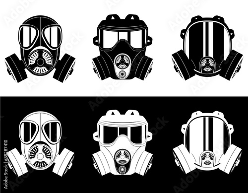icons gas mask black and white vector illustration