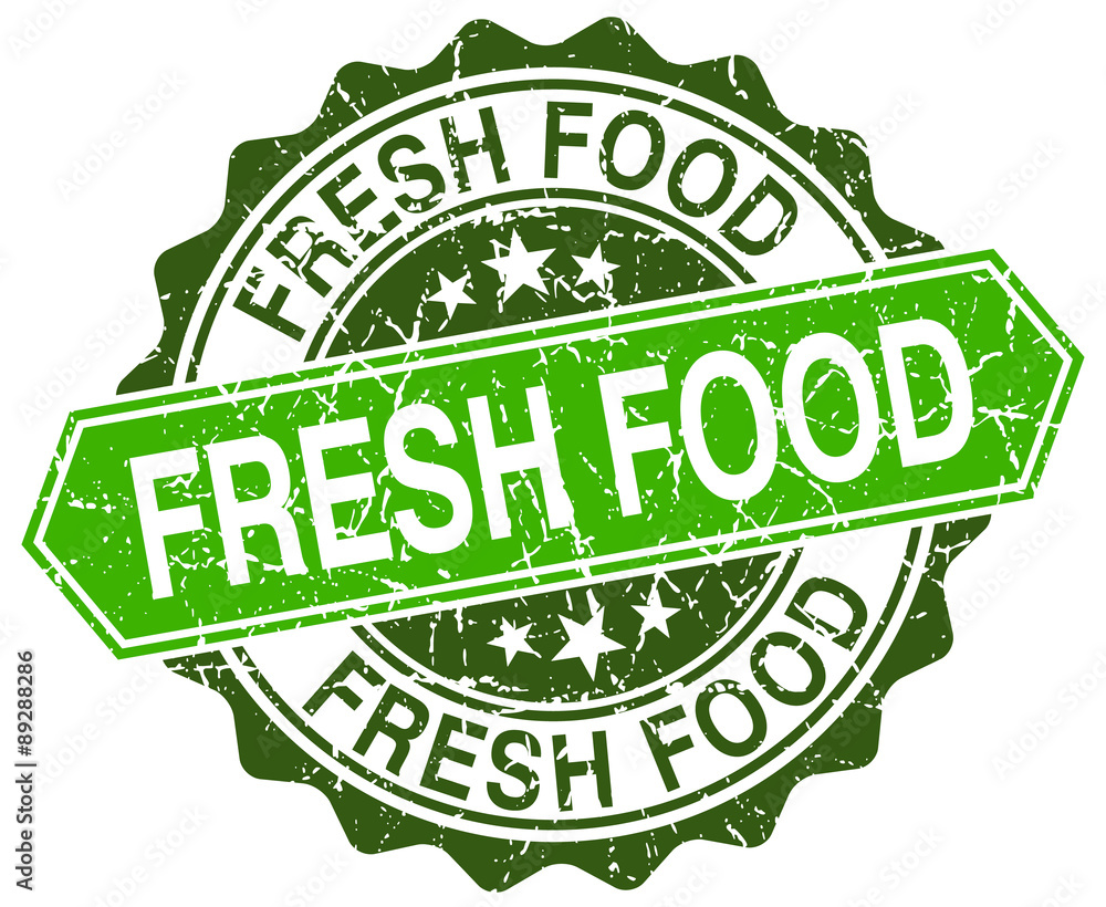 fresh food green round retro style grunge seal fresh food green round retro style grunge seal