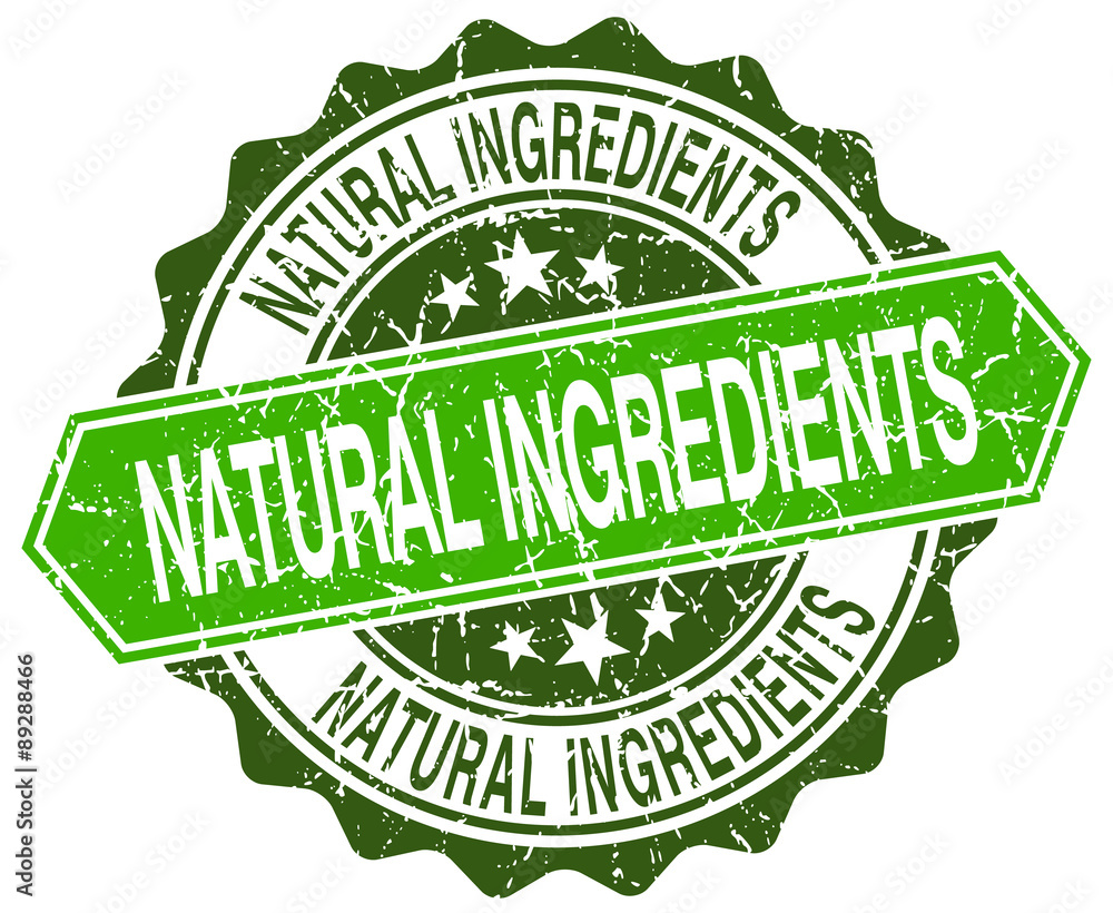 natural ingredients green round retro style grunge seal